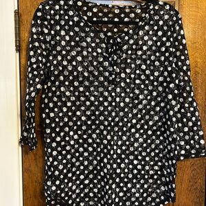 Sheer Black and White Polka Dot Women's Top